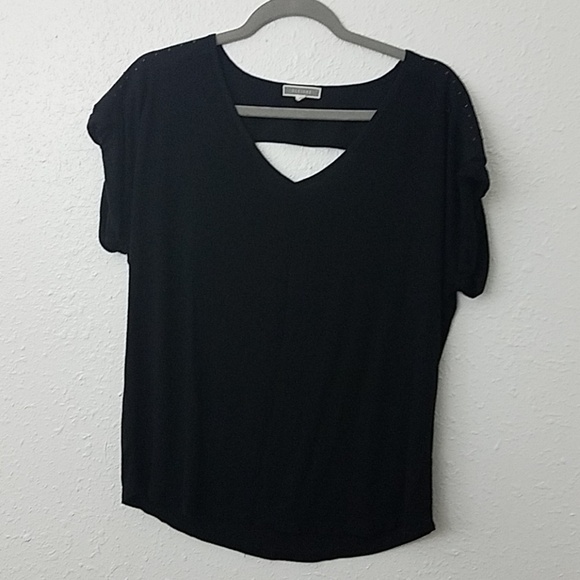 𝅺PLEIONE Medium black blouse shiny studs cutout - Picture 2 of 6